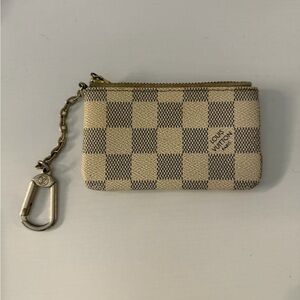 Louis Vuitton Cream and Gray Checkered Key Pouch